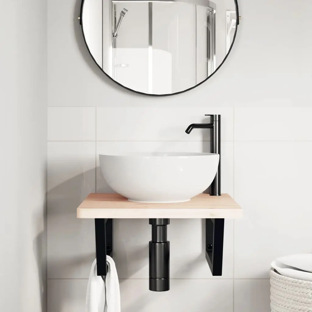 Shelf Brackets for Washbasin Trapezium Steel Wall Mount Support 2 pcs Black
