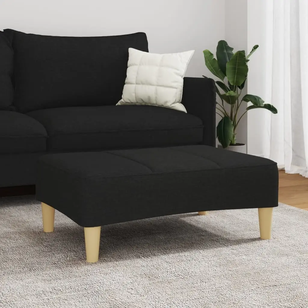 Ottoman Footstool Foot Rest Living Room 77 x 55 x 31 cm Black Fabric