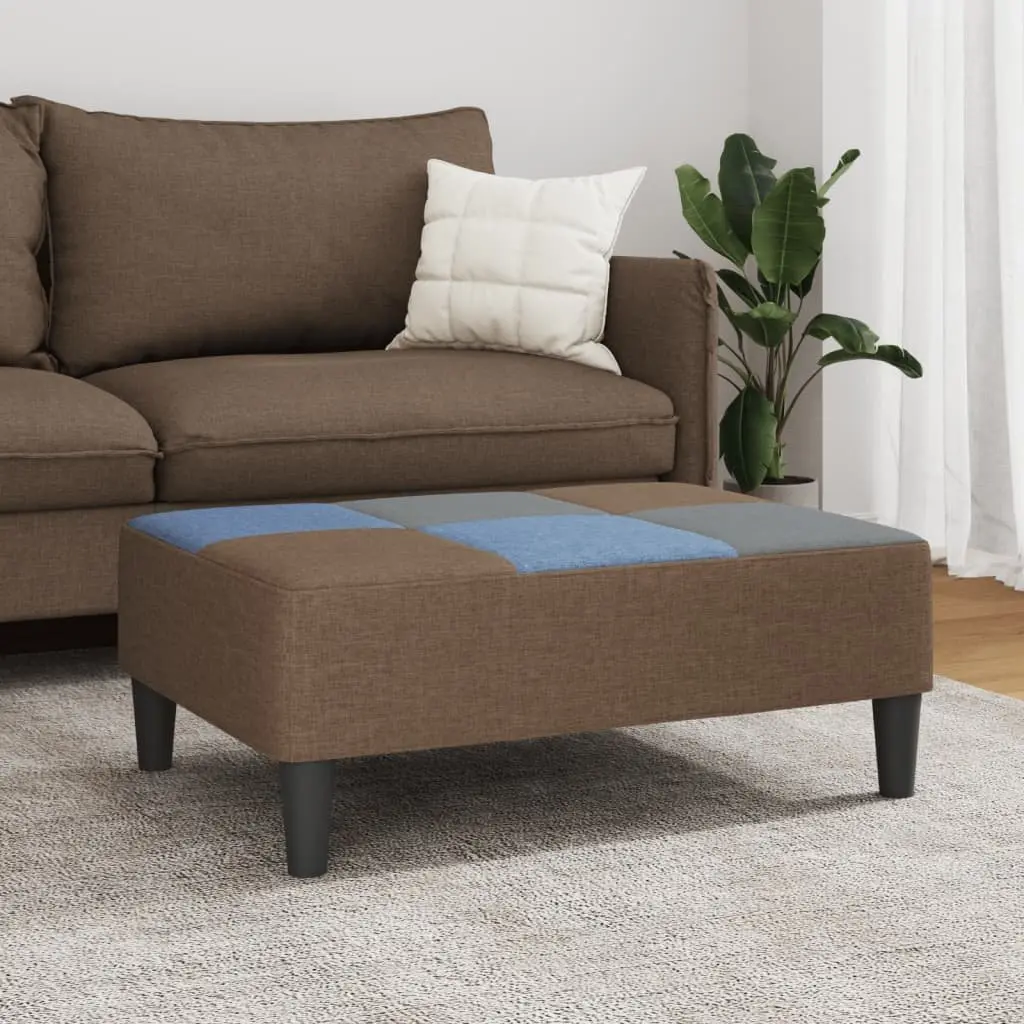 Ottoman Footstool Multicolour Fabric Footrest Living Room Seat 77 x 55 x 31 cm