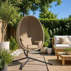 Comfortable Hanging Egg Chair with Removable Cushion