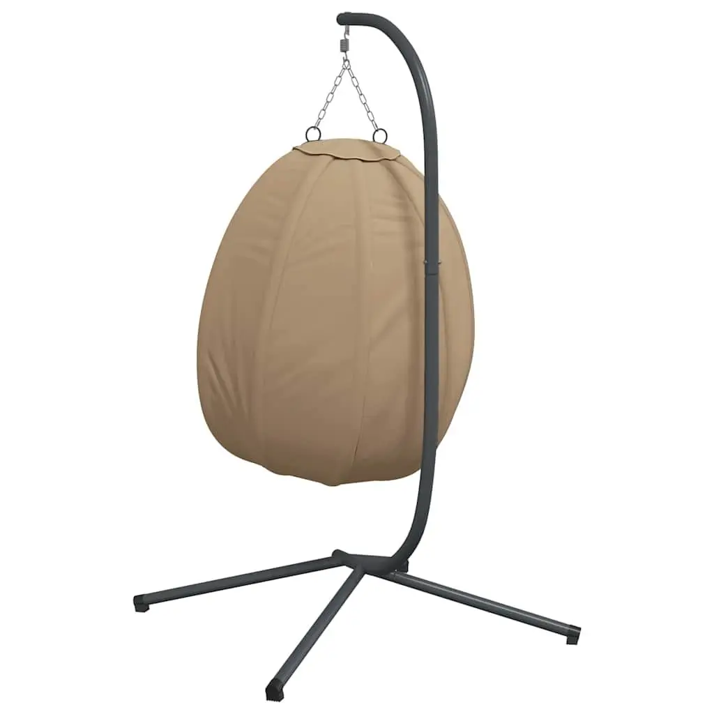 Hanging Egg Chair with Stand Outdoor Swing Taupe Fabric Steel Frame