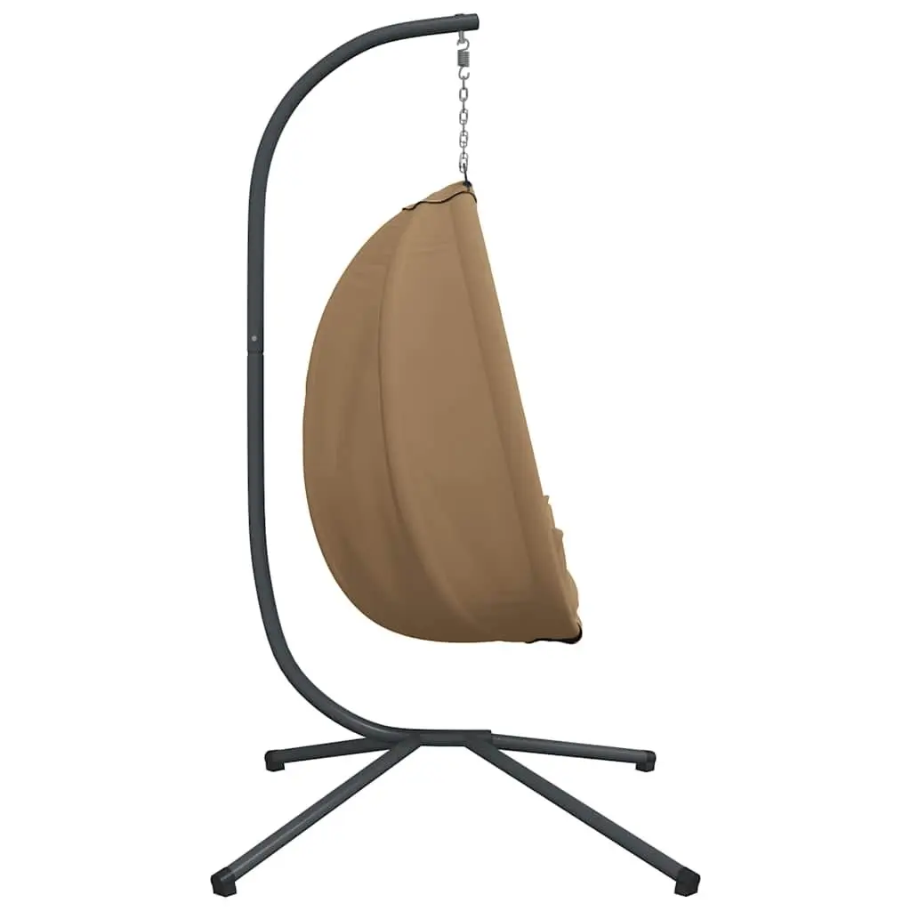 Hanging Egg Chair with Stand Outdoor Swing Taupe Fabric Steel Frame
