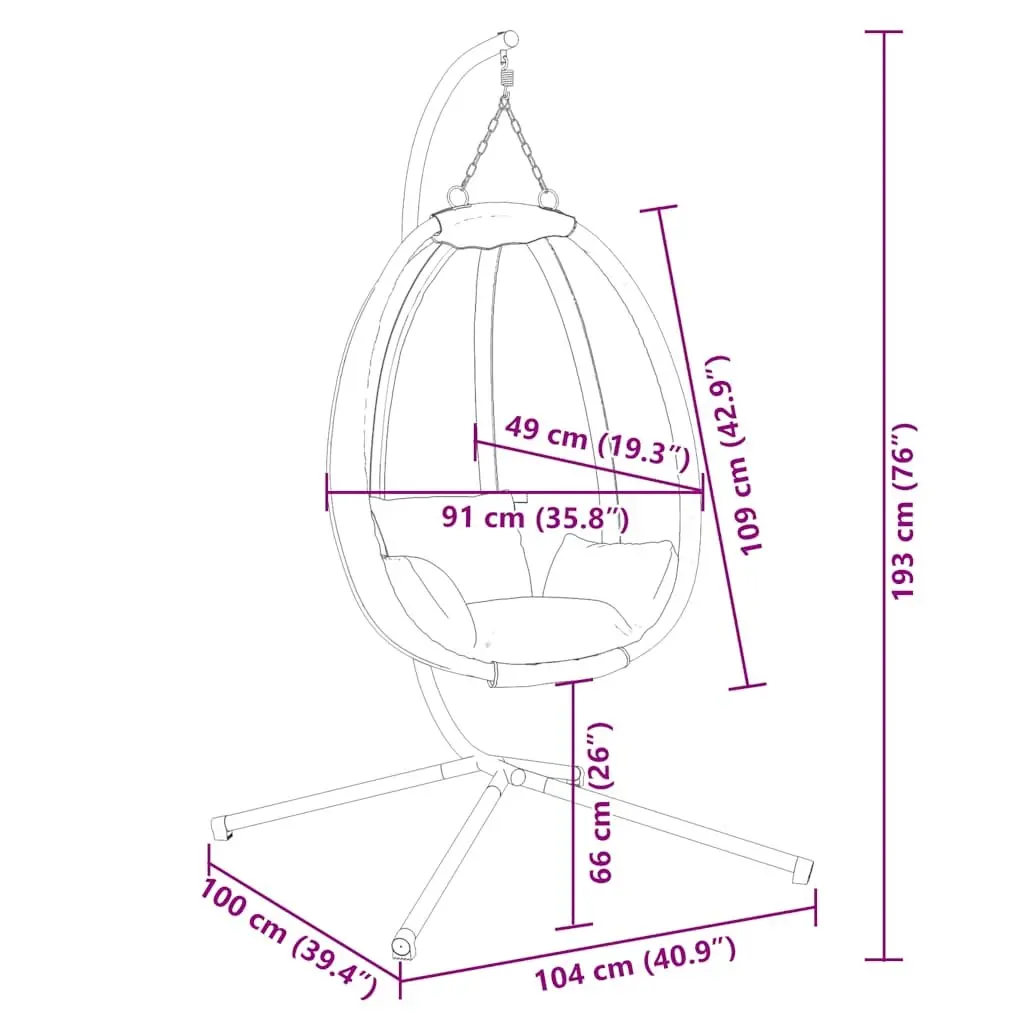 Hanging Egg Chair with Stand Outdoor Swing Taupe Fabric Steel Frame
