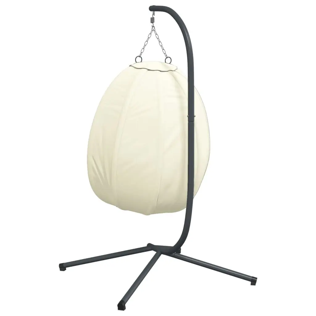 Hanging Egg Chair with Stand Outdoor Garden Porch Beige Fabric