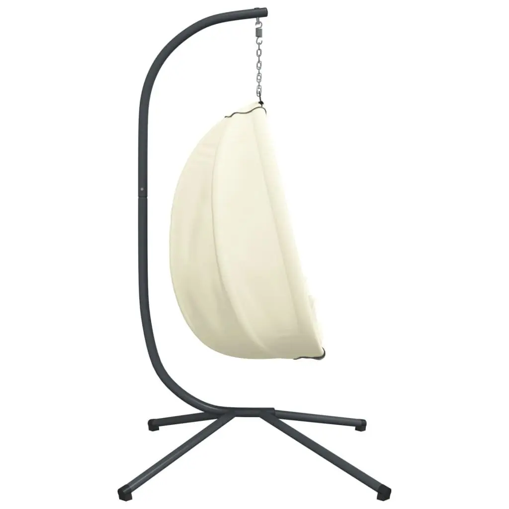 Hanging Egg Chair with Stand Outdoor Garden Porch Beige Fabric
