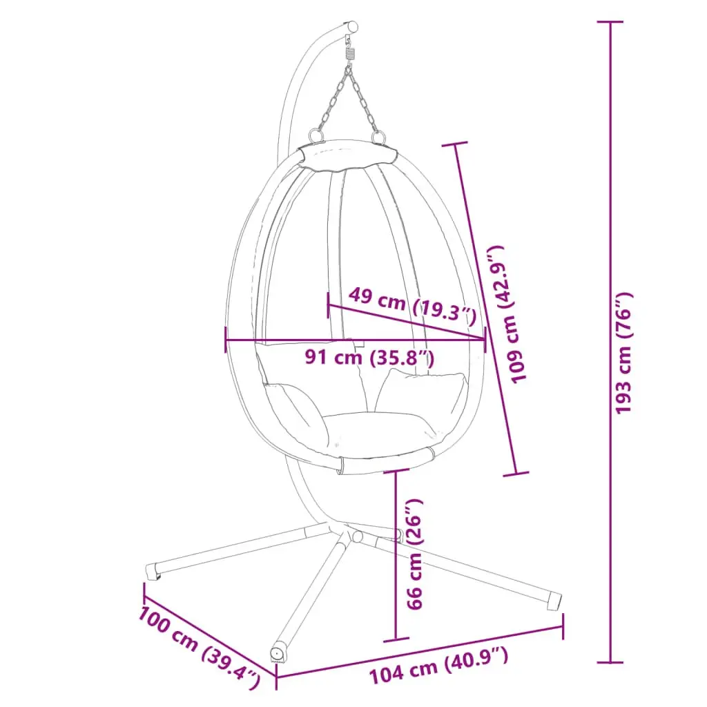 Hanging Egg Chair with Stand Outdoor Garden Porch Beige Fabric