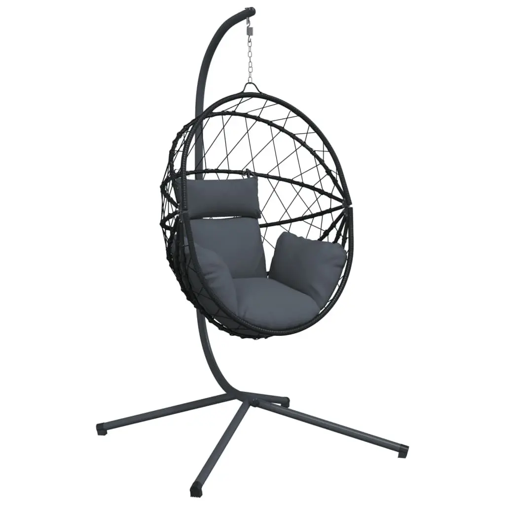Hanging Egg Chair with Stand for Relaxation Anthracite Rattan Steel Frame