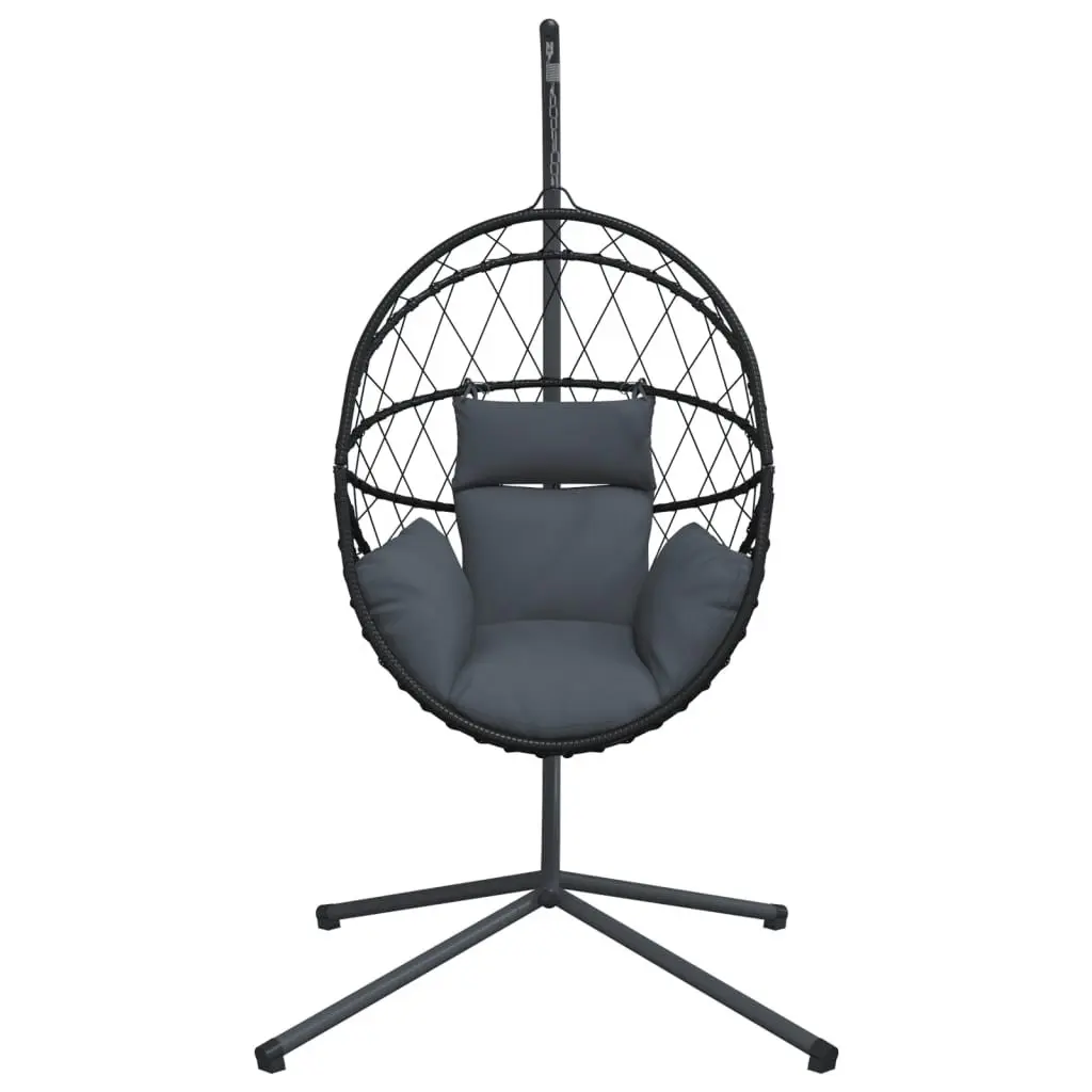 Hanging Egg Chair with Stand for Relaxation Anthracite Rattan Steel Frame