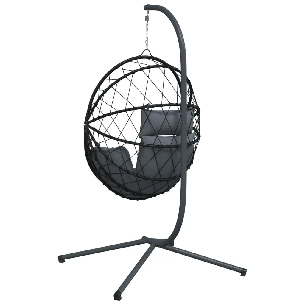 Hanging Egg Chair with Stand for Relaxation Anthracite Rattan Steel Frame
