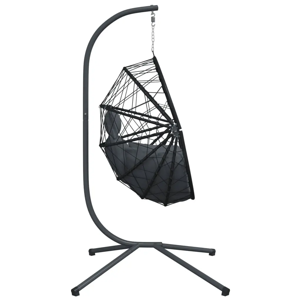 Hanging Egg Chair with Stand for Relaxation Anthracite Rattan Steel Frame