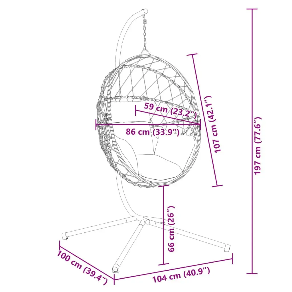 Hanging Egg Chair with Stand for Relaxation Anthracite Rattan Steel Frame