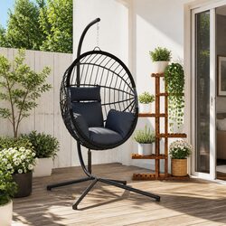 Comfortable and Practical Anthracite Hanging Egg Chair