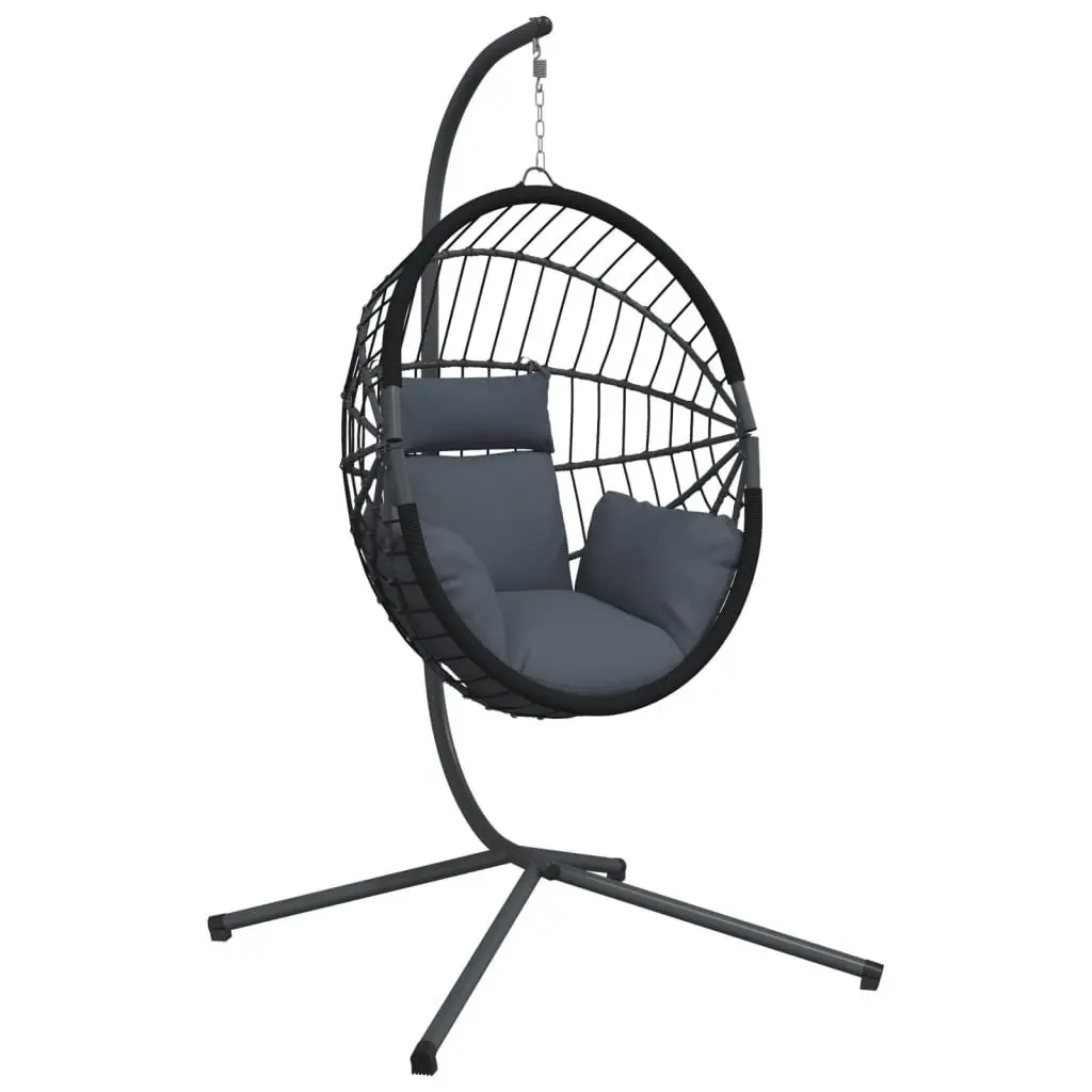 Hanging Egg Chair with Stand Garden Patio Swing Anthracite Rattan Steel Frame