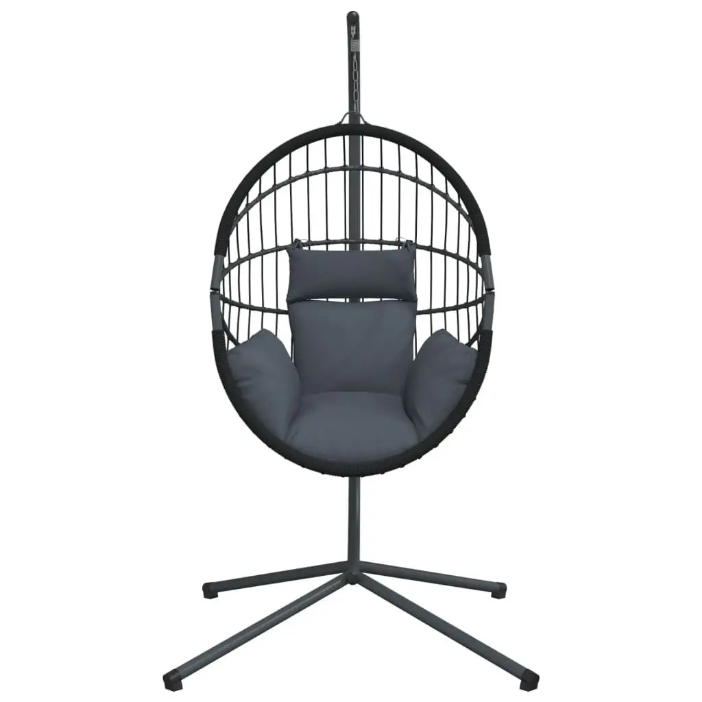 Hanging Egg Chair with Stand Garden Patio Swing Anthracite Rattan Steel Frame
