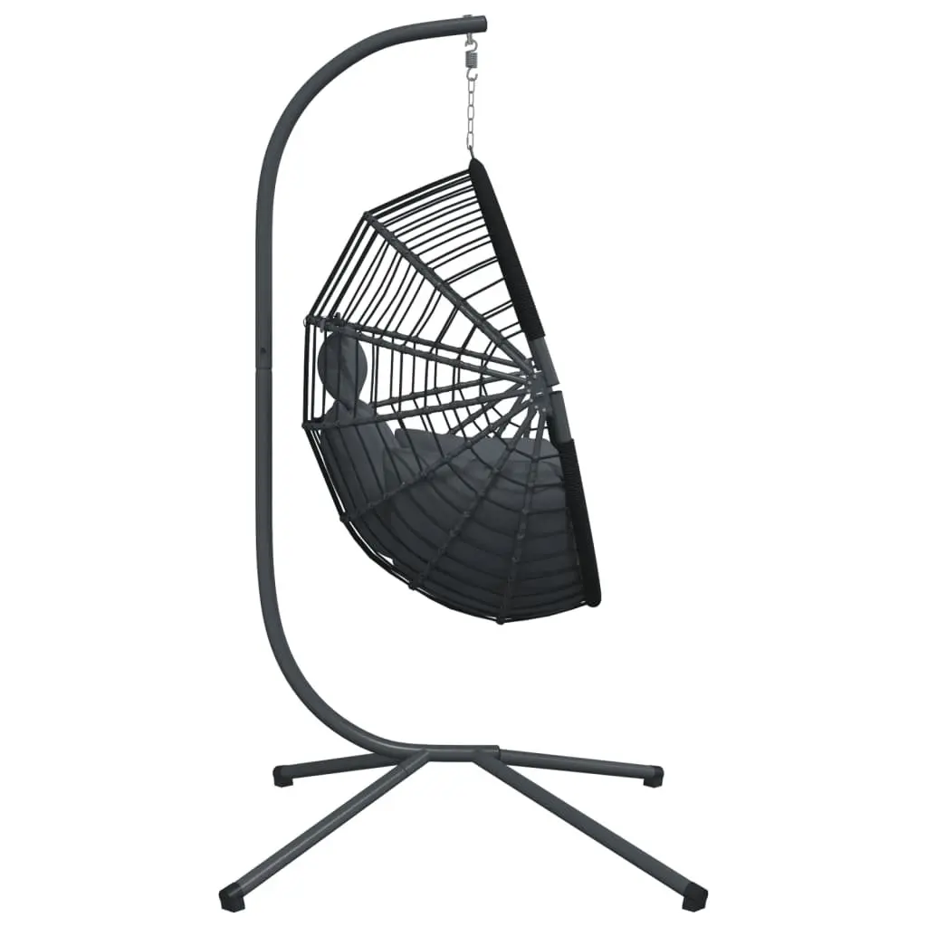 Hanging Egg Chair with Stand Garden Patio Swing Anthracite Rattan Steel Frame