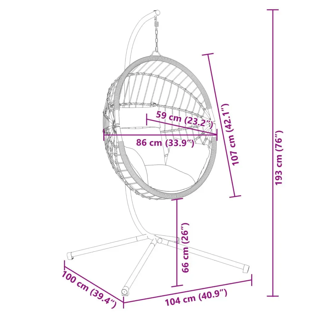 Hanging Egg Chair with Stand Garden Patio Swing Anthracite Rattan Steel Frame