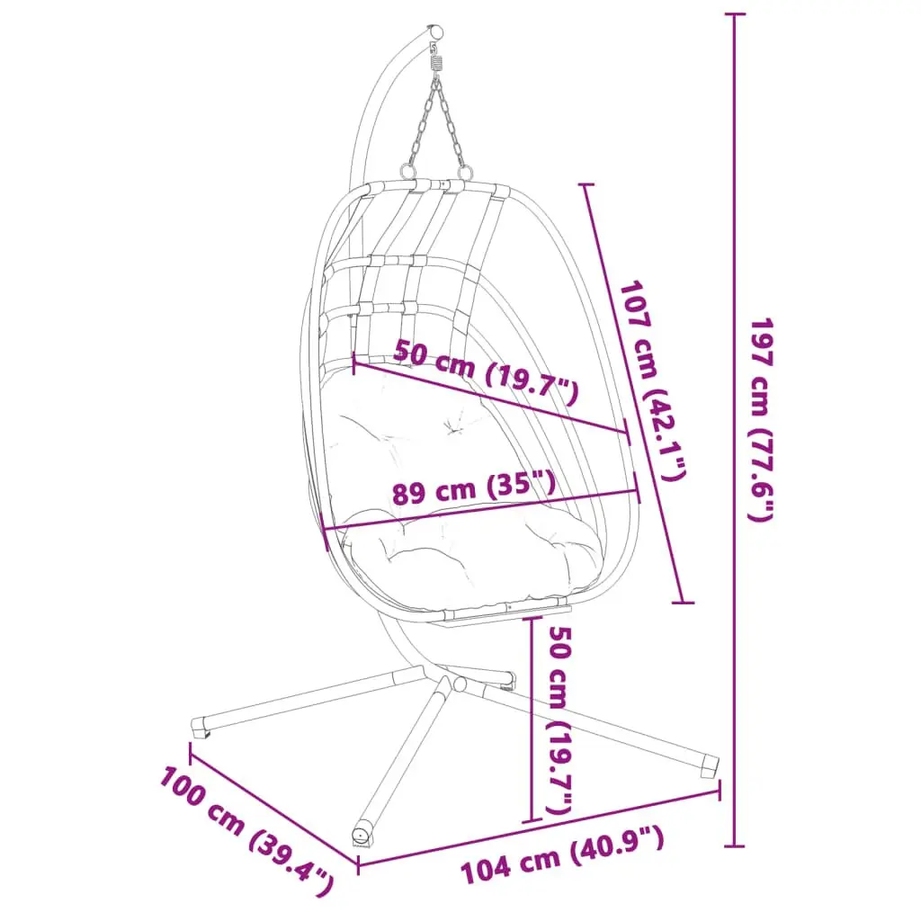 Hanging Egg Chair with Stand Outdoor Swing Anthracite