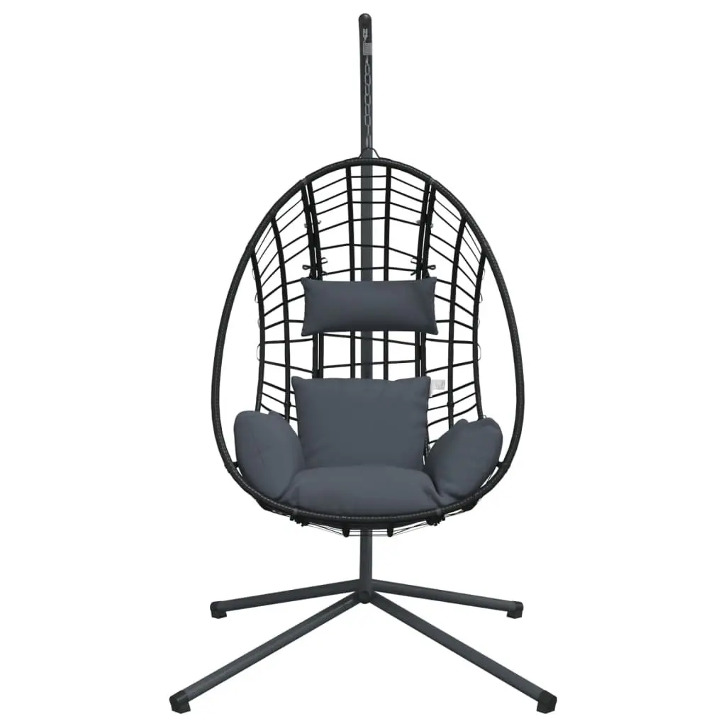 Hanging Egg Chair with Stand Garden Porch Swing Anthracite Rattan Steel Frame