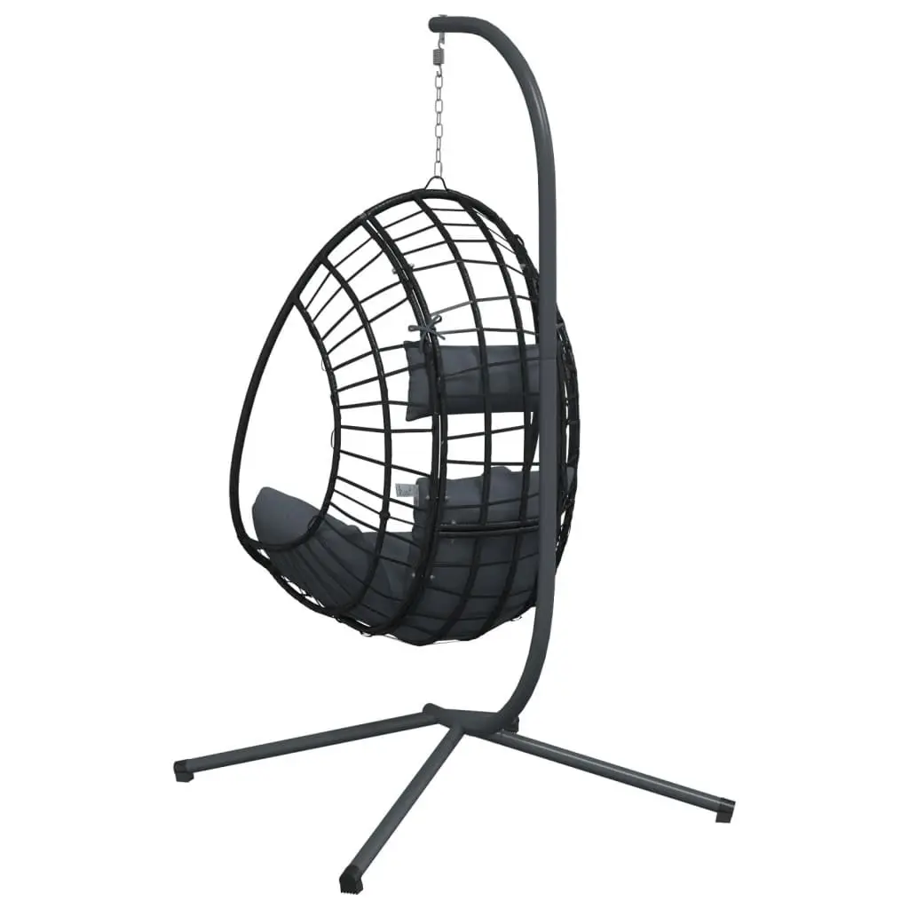 Hanging Egg Chair with Stand Garden Porch Swing Anthracite Rattan Steel Frame