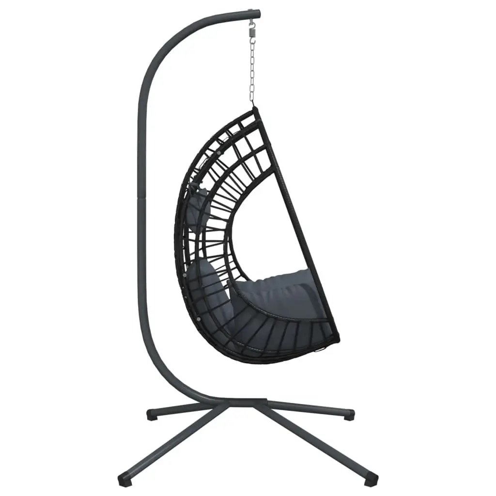 Hanging Egg Chair with Stand Garden Porch Swing Anthracite Rattan Steel Frame