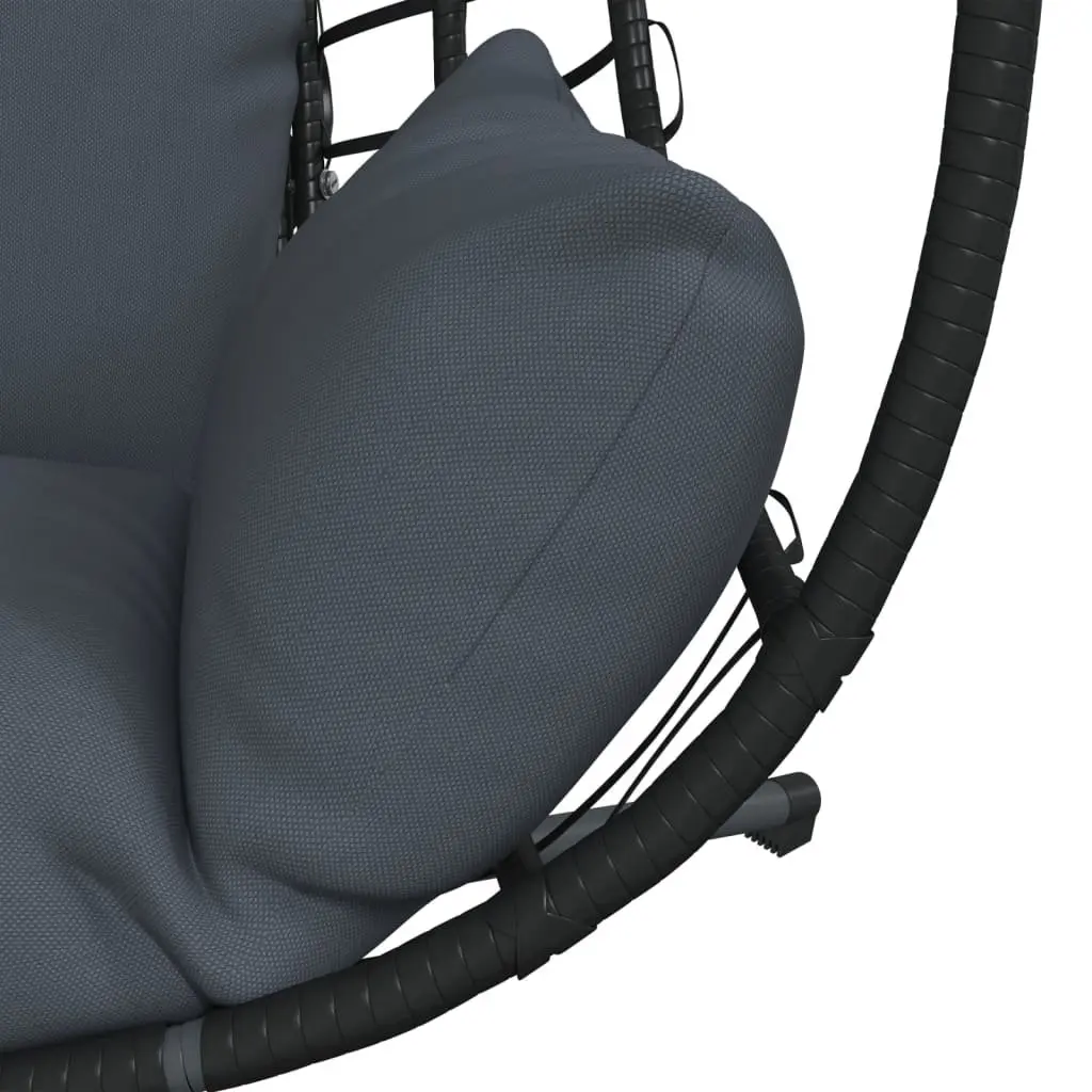 Hanging Egg Chair with Stand Garden Porch Swing Anthracite Rattan Steel Frame