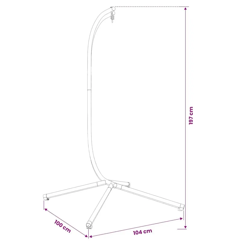 Outdoor Swing Chair Frame Steel Black Portable Stand for Hanging Basket