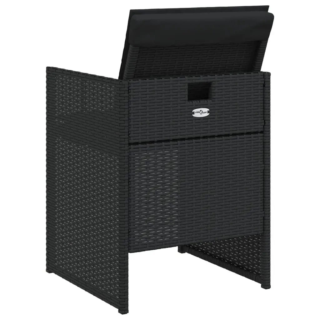 Outdoor Garden Chairs Set 4 pcs Black PE Rattan with Padded Cushions Backrest