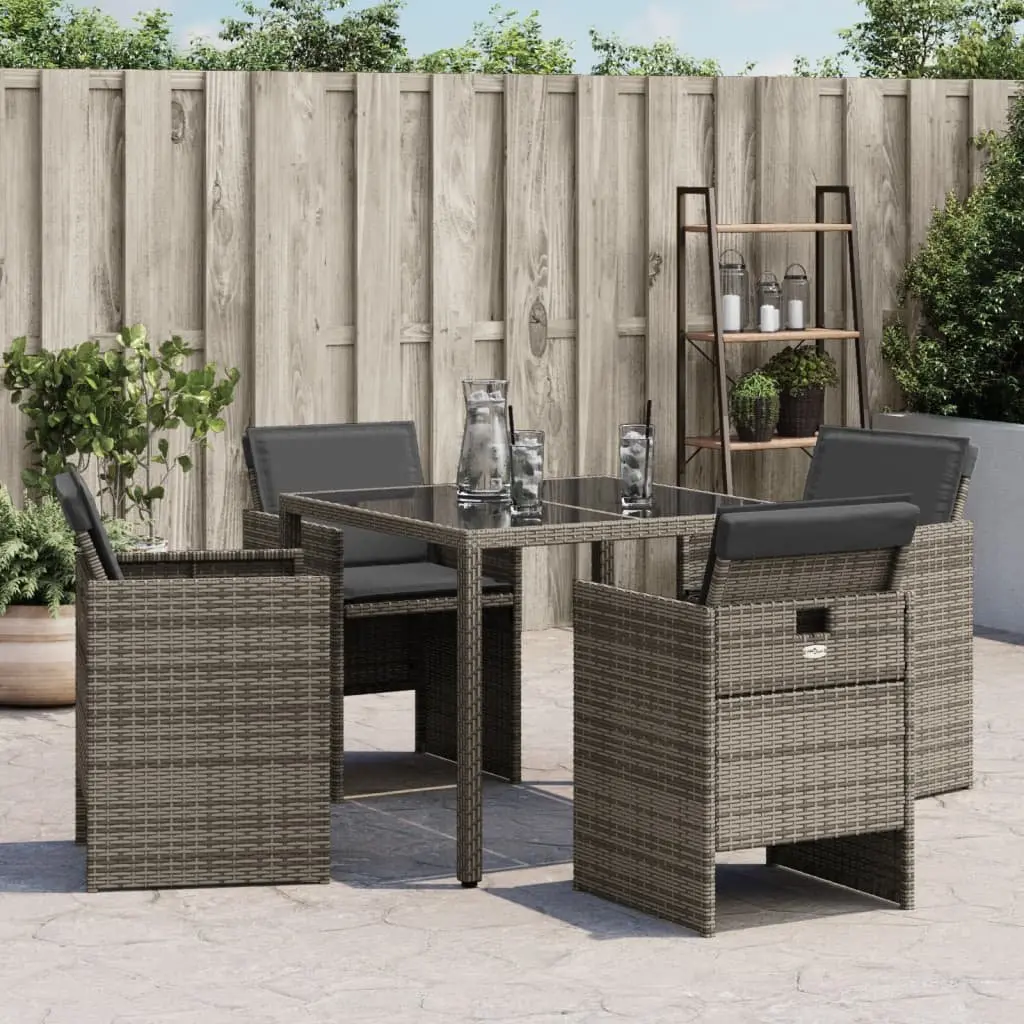 Outdoor Chairs 4pcs Garden Seating with Cushions Grey Poly Rattan Patio