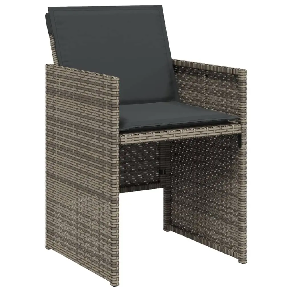 Outdoor Chairs 4pcs Garden Seating with Cushions Grey Poly Rattan Patio