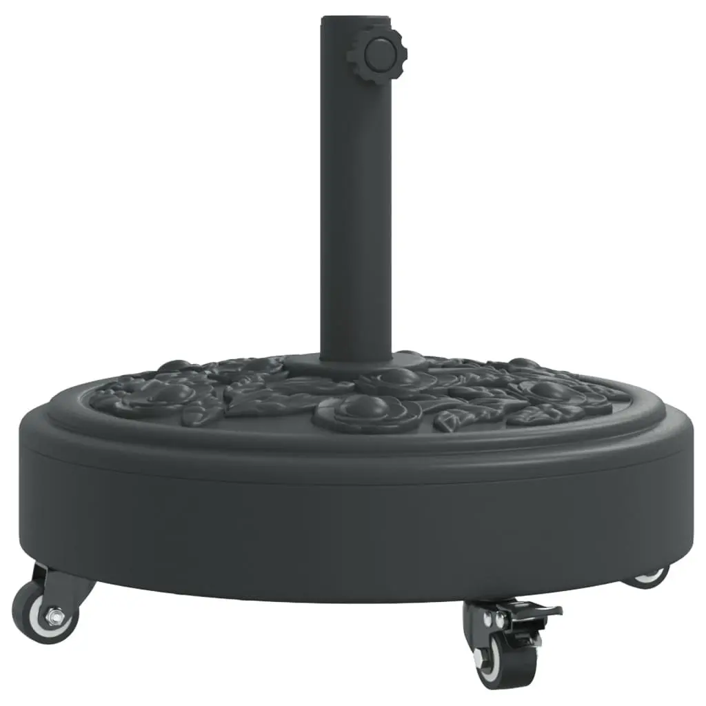 Parasol Base for 38mm 48mm Poles Black Outdoor with Lockable Wheels