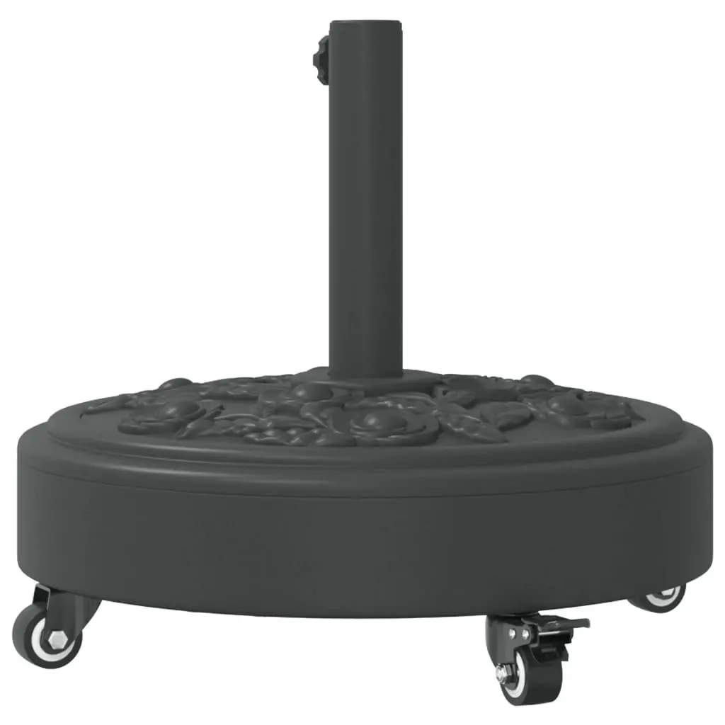 Parasol Base for 38mm 48mm Poles Black Outdoor with Lockable Wheels