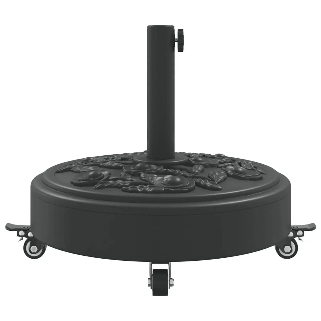 Parasol Base for 38mm 48mm Poles Black Outdoor with Lockable Wheels