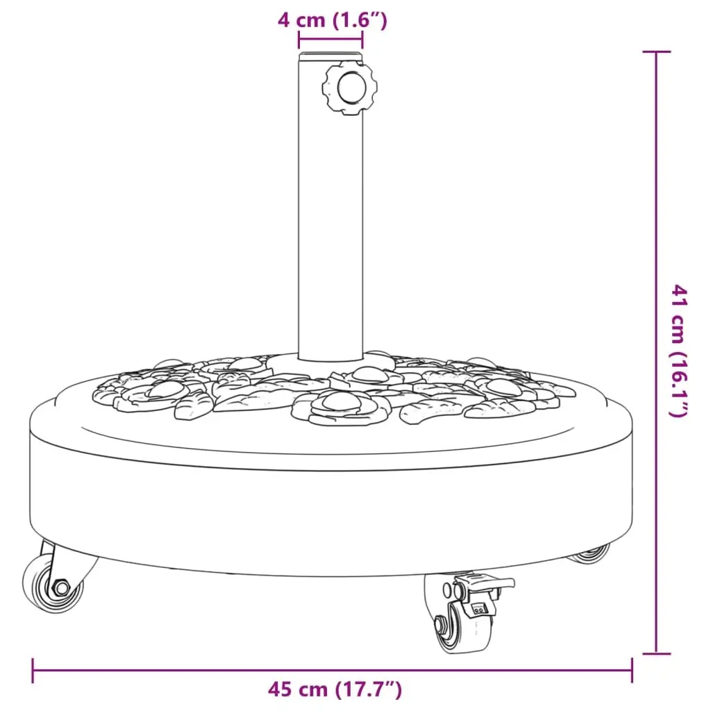 Parasol Base for 38mm 48mm Poles Black Outdoor with Lockable Wheels