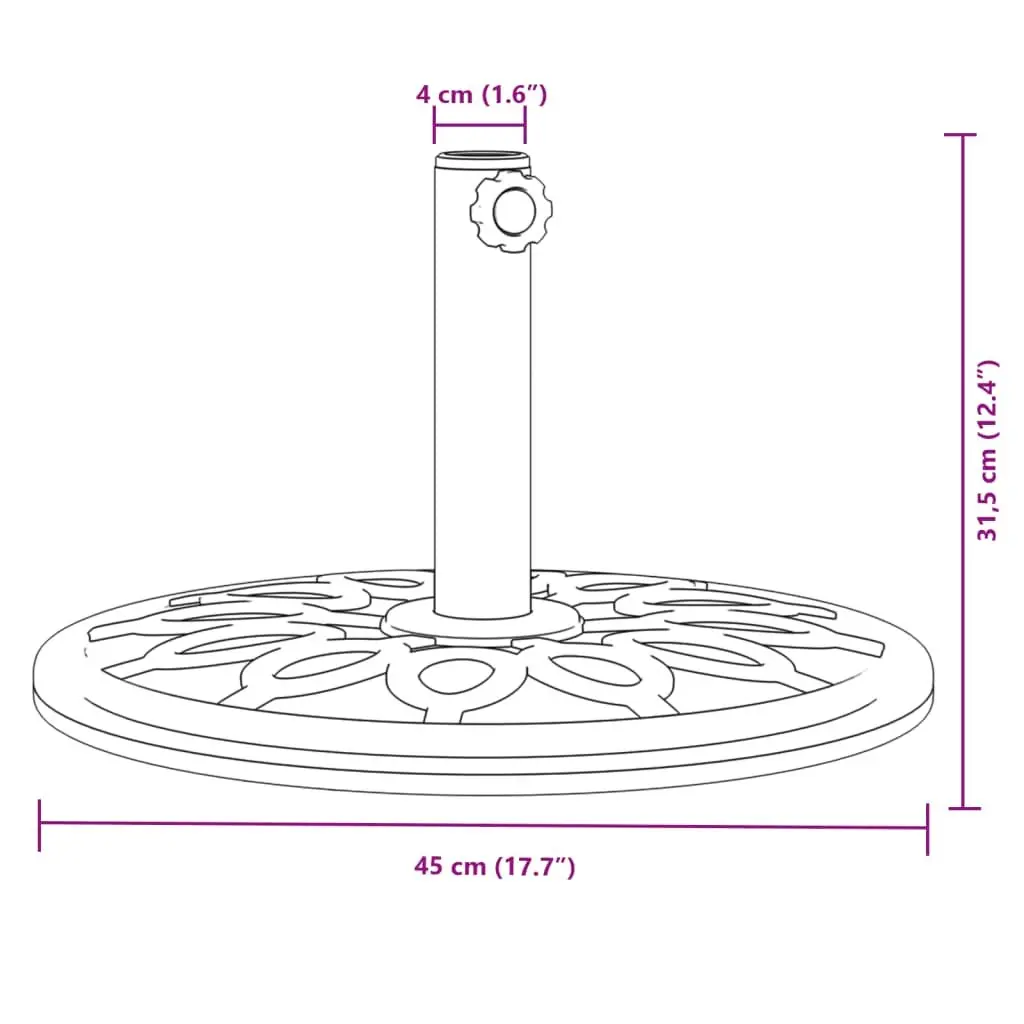 Round Parasol Base Umbrella Stand 12kg Ø38 Ø48mm Pole Adapter Black
