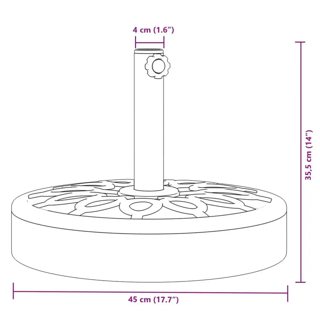 Parasol Base Round 25kg Outdoor Umbrella Stand Stable Pole Ø38 Ø48mm Black