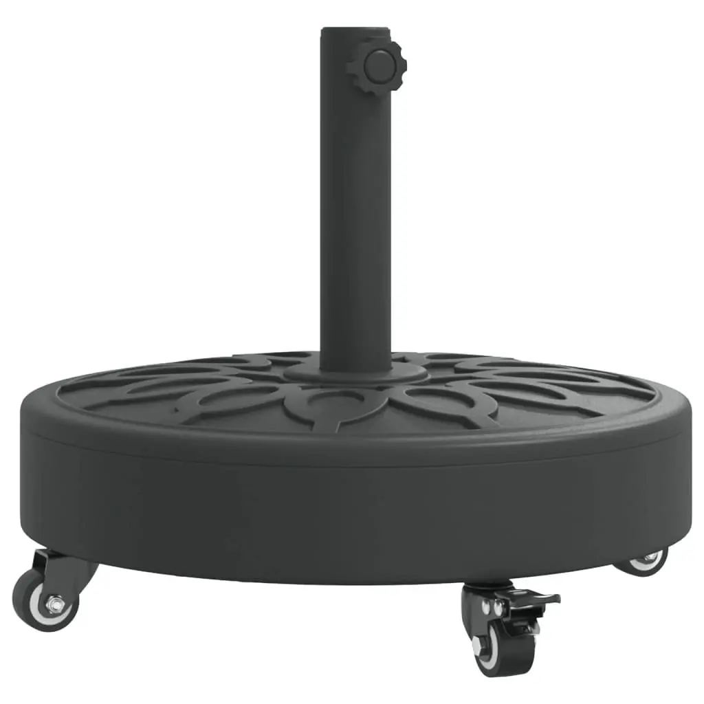 Round Parasol Base with Lockable Wheels for 38mm 48mm Poles Black