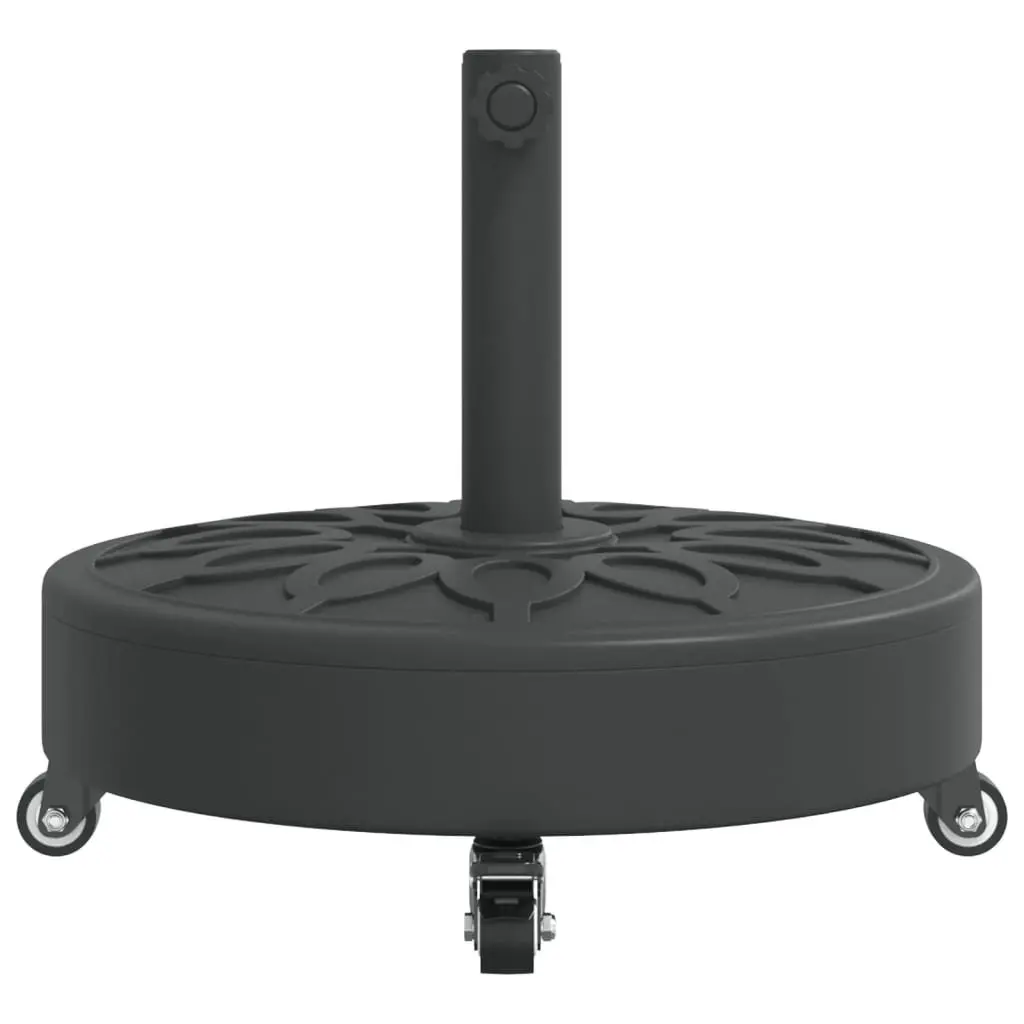 Round Parasol Base with Lockable Wheels for 38mm 48mm Poles Black
