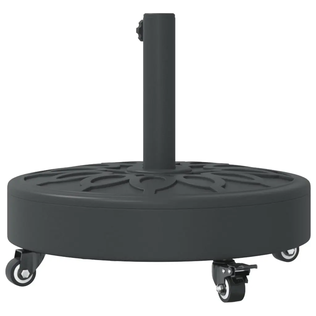 Round Parasol Base with Lockable Wheels for 38mm 48mm Poles Black