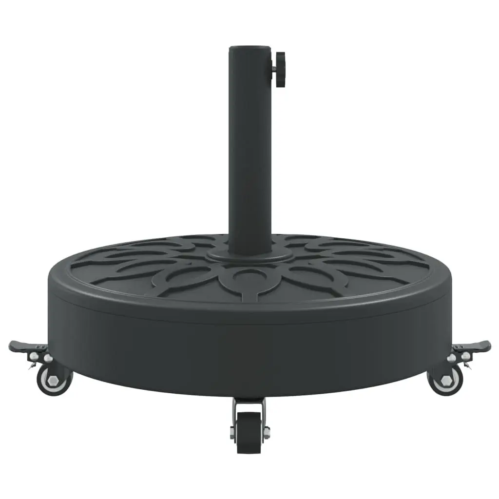 Round Parasol Base with Lockable Wheels for 38mm 48mm Poles Black