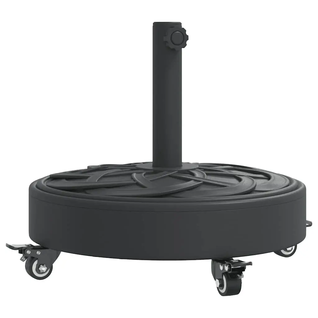 Parasol Base Outdoor Umbrella Stand Round Black with Lockable Castors
