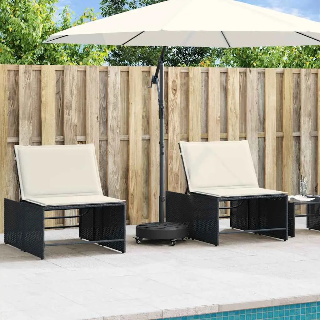 Parasol Base Outdoor Umbrella Stand Round Black with Lockable Castors