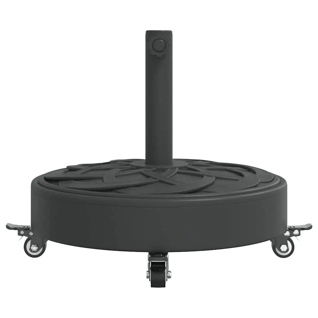 Parasol Base Outdoor Umbrella Stand Round Black with Lockable Castors
