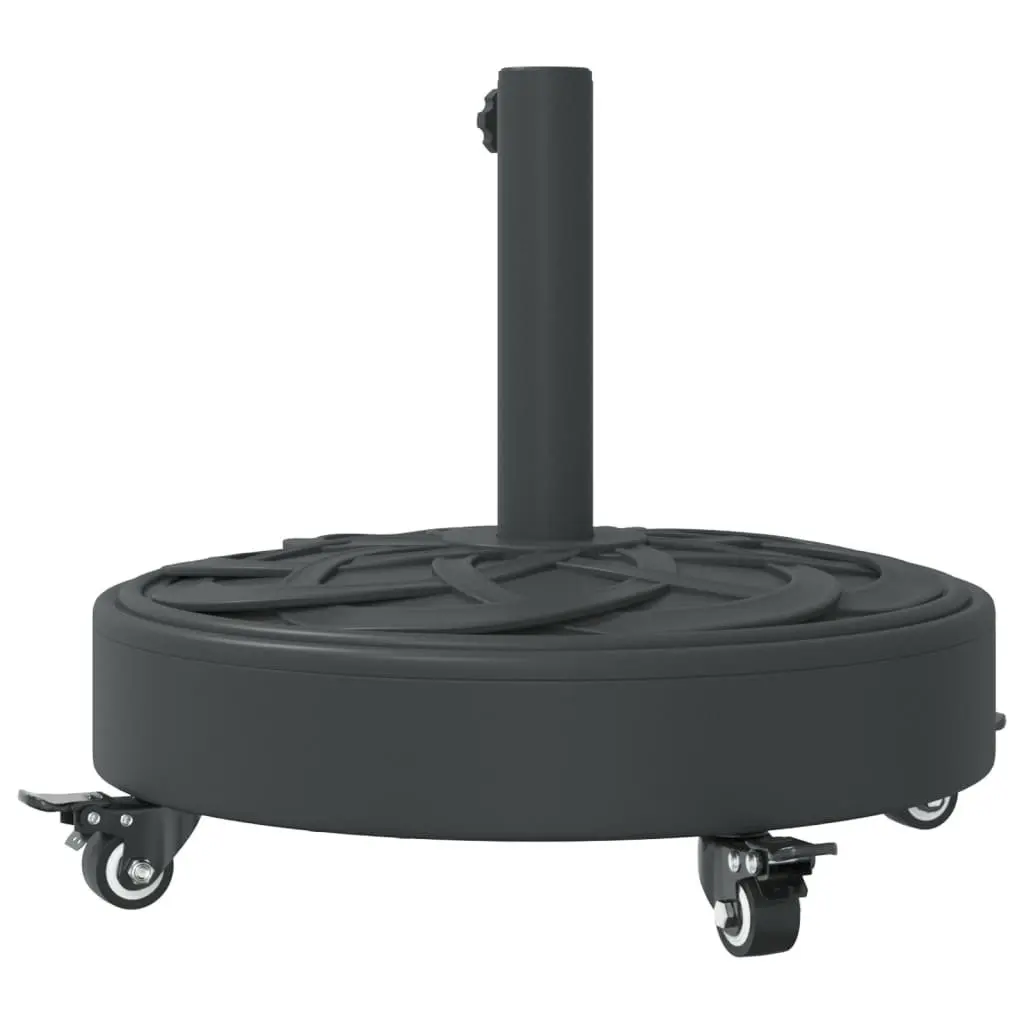 Parasol Base Outdoor Umbrella Stand Round Black with Lockable Castors