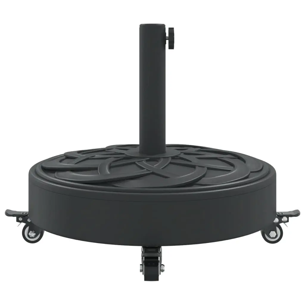 Parasol Base Outdoor Umbrella Stand Round Black with Lockable Castors