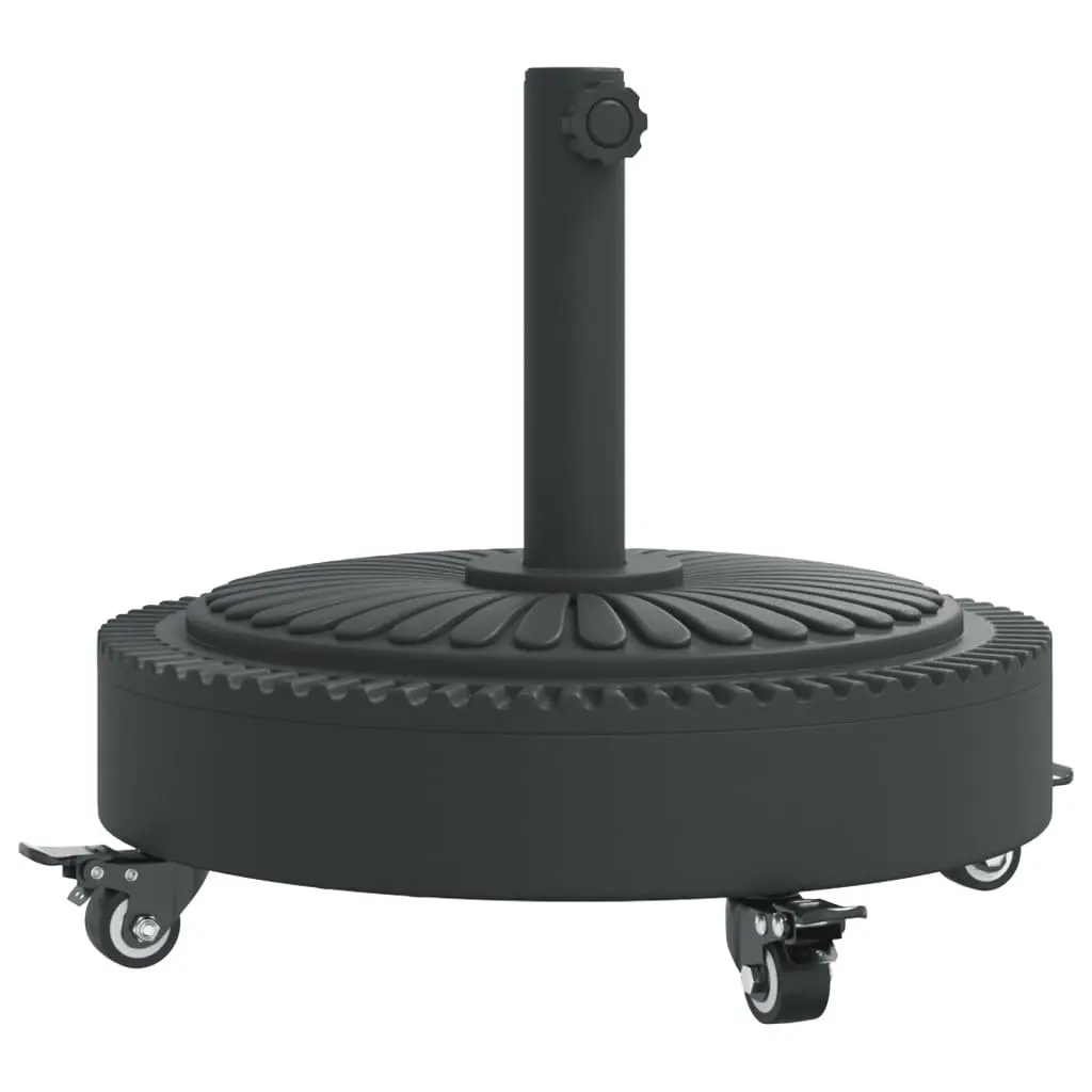 Round Parasol Base Umbrella Stand 27kg Black Outdoor with Lockable Castors