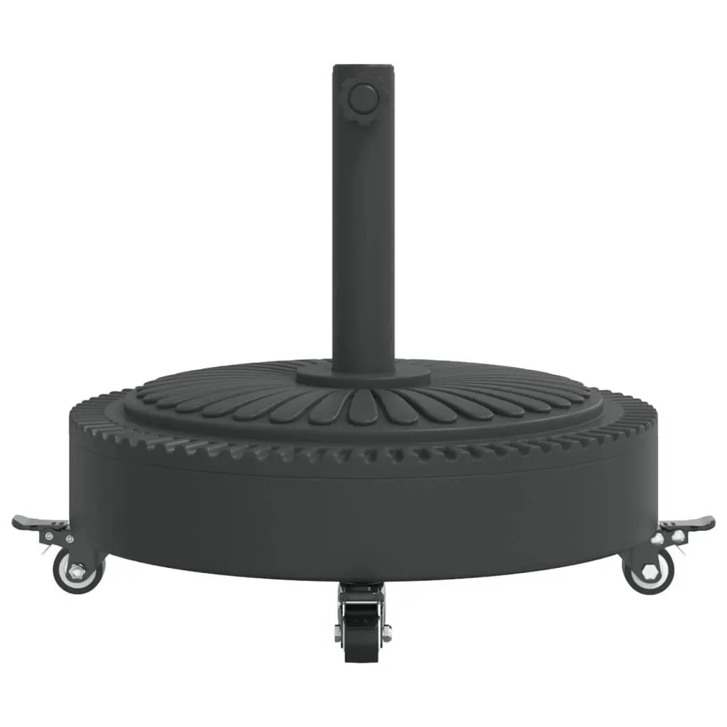 Round Parasol Base Umbrella Stand 27kg Black Outdoor with Lockable Castors