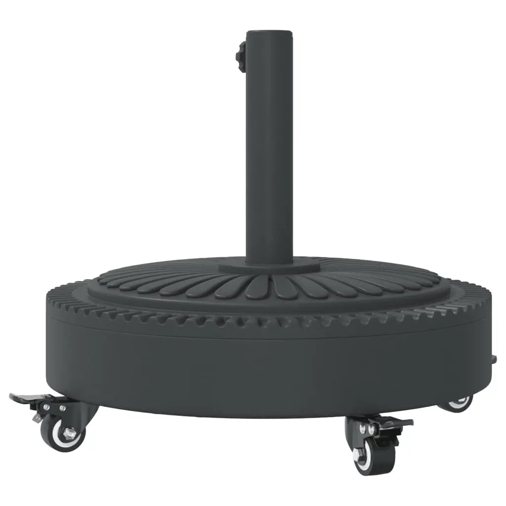 Round Parasol Base Umbrella Stand 27kg Black Outdoor with Lockable Castors