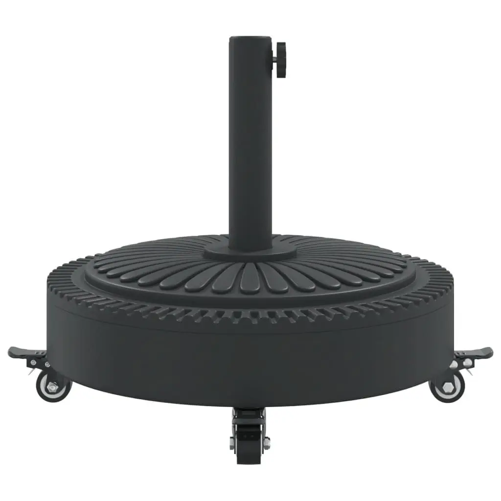 Round Parasol Base Umbrella Stand 27kg Black Outdoor with Lockable Castors