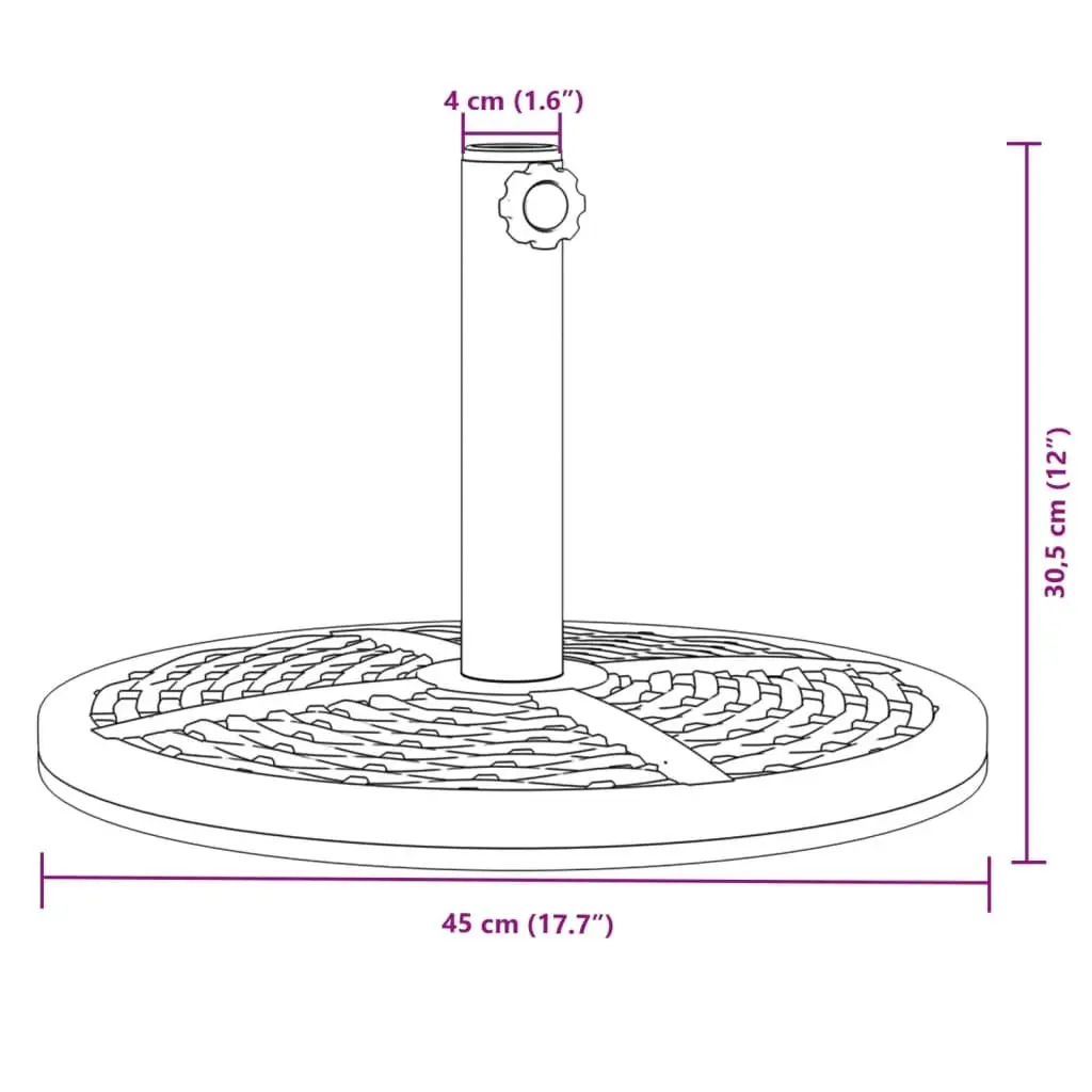 Parasol Base Outdoor Umbrella Stand 12kg Round Black Plastic Concrete for 38mm 48mm Poles