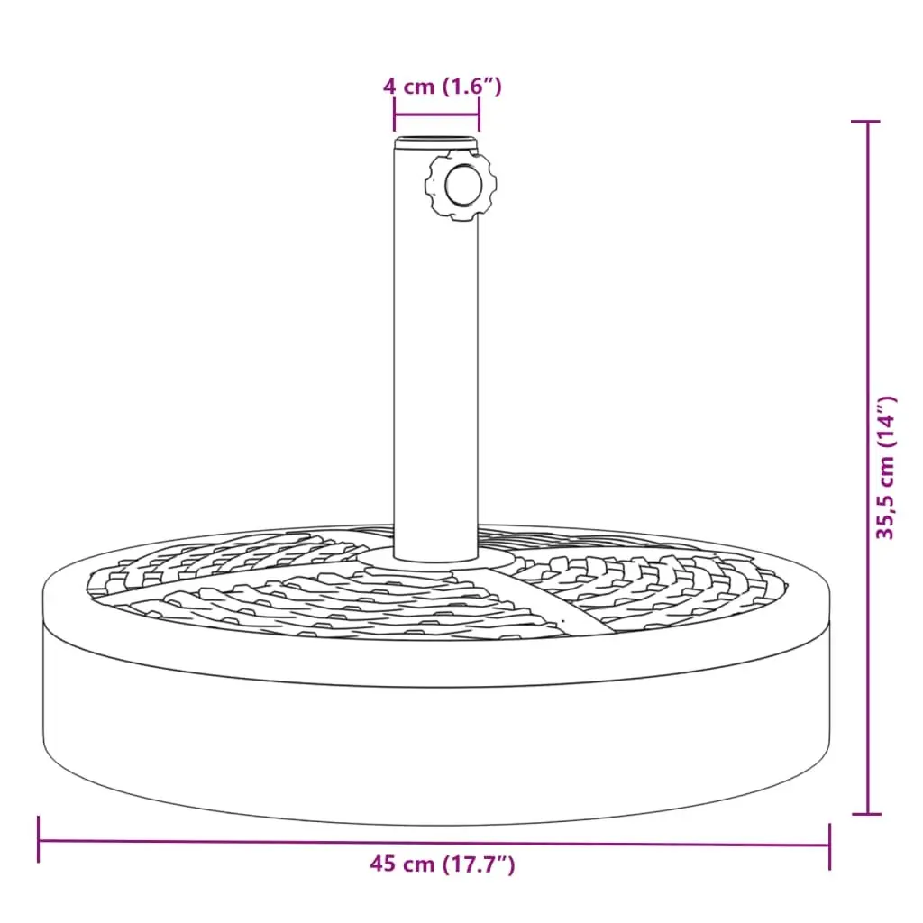 Parasol Base 25 kg Outdoor Umbrella Stand Black 38 48mm Pole Adapter